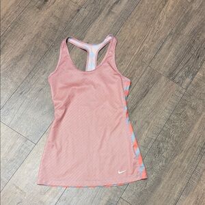 Nike Coral and Light Blue Striped Dri-FIT Racerback Tank